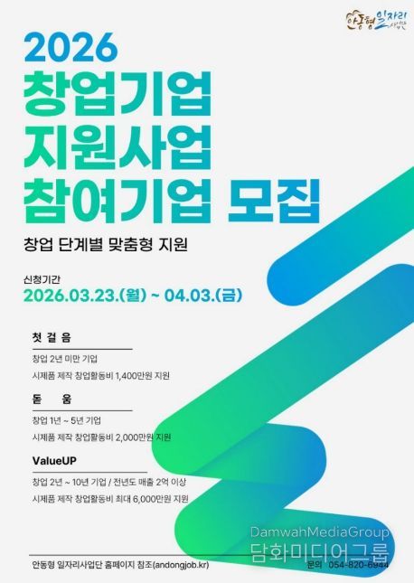 안동시, ‘창업기업 지원사업’ 참여자 모집