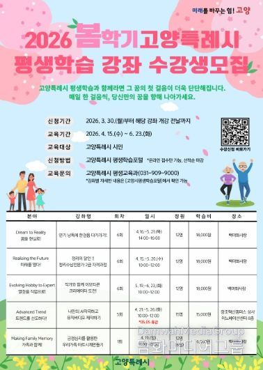 2026 봄학기 평생학습 강좌 수강생 모집 안내문