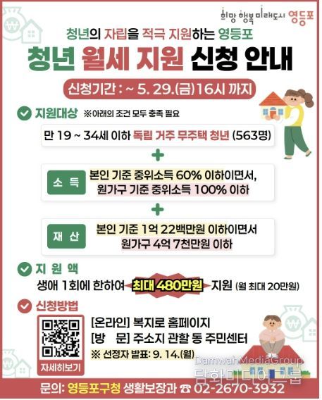 영등포구 청년월세 지원사업 홍보 포스터