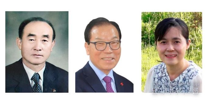 군민의 장 수상(왼쪽부터 공익장 권오준, 애향장 황의옥, 효열장 야마우찌 가가리씨