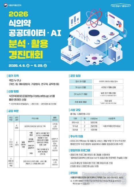 '2026년 식의약 공공데이터·AI 분석·활용 경진대회' 포스터